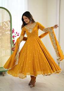 FATEMA FASHION Salwar Kameez Dupatta de Georgette Sintética con Bordado Intenso, Completamente Cosido, de Secado Rápido, Largo hasta el Suelo, para Mujer, Estilo Indio - Product Image 3