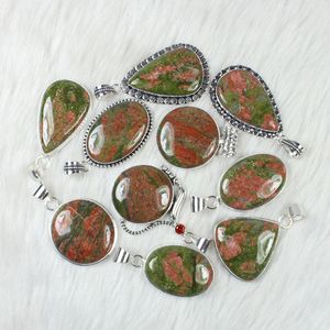 Hermosa joyería Unakite colgante plateado colgante encantos diseñador collar plata esterlina Unakite jaspe colgante de piedras preciosas - Product Image 6