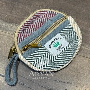 กระเป๋าใส่เหรียญทรงกลมทำจากปอเป็นมิตรกับสิ่งแวดล้อมพร้อมซิปกระเป๋าทรงกลมขนาดกะทัดรัดทำด้วยมือสำหรับใส่เหรียญกุญแจและสิ่งของขนาดเล็ก - Product Image 1