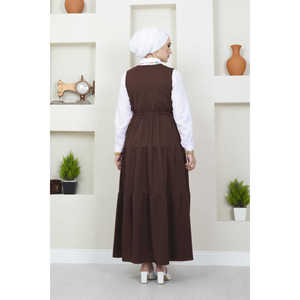 เสื้อฮิญาบสีน้ำตาลแบบเรียบง่ายแต่หรูหราพร้อมระบาย - Product Image 4