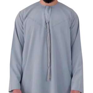 Vente en gros de Jubba blanche élégante, couleur unie, Jubah Al Haramain, Thobe musulman arabe, Dubaï, Moyen-Orient - Product Image 6