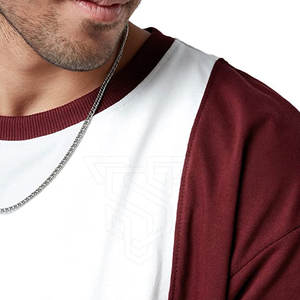 Meilleur prix T-shirts pour hommes élégants à manches courtes et épaules tombantes, inspirés du streetwear, en coton/fibre de bambou, faible MOQ - Product Image 3