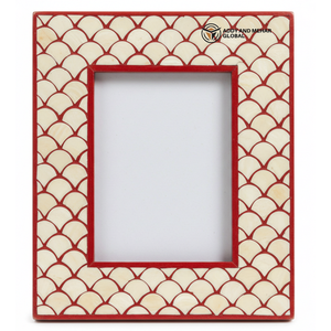 Cadre photo en incrustation d'os rouge fabriqué à la main Design mosaïque élégant pour la décoration intérieure - Product Image 1