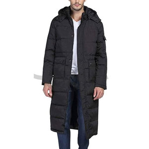 Long manteau d'hiver à capuche amovible et coupe-vent classique pour hommes, isolé, chaud et élégant pour le temps froid - Product Image 1