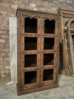 Armoire de cuisine en bois massif bleu élégante de taille moyenne, style moderne antique, luxe classique vintage