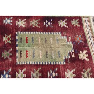 พรมวินเทจขนาด 3.6x5.1 ฟุต พรมสไตล์ตุรกี พรมลายดอกไม้สีแดงเขียว - Product Image 4