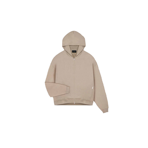 Sudadera con capucha y cremallera de algodón pesado 100% de alta calidad para hombre con bolsillo de secado rápido y transpirable patrón sólido de invierno - Product Image 4