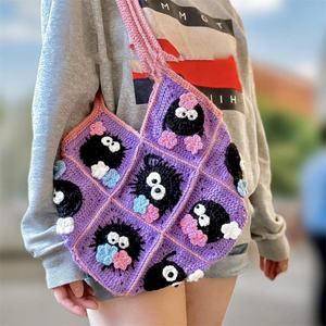 Sac à bandoulière messager pour femme en laine crochetée, fait main, tendance transfrontalière 2025, motif dessin animé, double portabilité, toutes saisons - Product Image 2