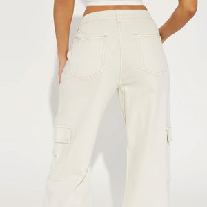 Pantalon cargo pour femmes, taille grande, respirant, léger, nouvelle arrivée, vêtements décontractés, pantalon cargo évasé en molleton pour femmes - Product Image 6