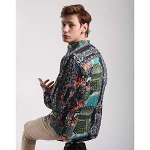 Imperio Shop camicia fantasia da uomo Slim Fit a maniche lunghe taglia blu camicia fantasia slim fit - Product Image 4