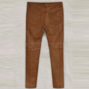 Pantalones de cuero ajustados a la moda para hombre, ropa informal, pantalones de cuero originales de la mejor calidad para hombre - Product Image 5