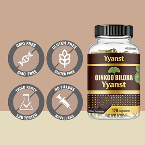 Capsules d'extrait de feuille de Ginkgo Biloba biologique de haute qualité, marque privée, pour la concentration, la circulation, la mémoire et le soutien cérébral - Product Image 3