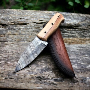 Couteau de chasse industriel à lame fixe en acier inoxydable, bouton poussoir, pointe tombante, pour camping et survie en extérieur, avec manche confortable en plastique - Product Image 3