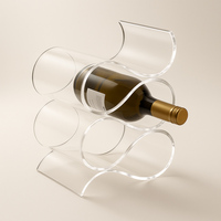 Exhibidor de Alcohol Moderno y Ecológico de Acrílico Transparente, Panel de Madera Contrachapada, Mueble para el Hogar, Exhibidor de Licores y Vinos, 30-39
