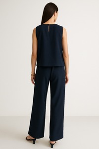 Conjunto de top sin mangas y pantalones de pierna recta para mujer, poliéster, cómodo, elegante, para uso diario, oficina, informal, para mujeres modernas - Product Image 5