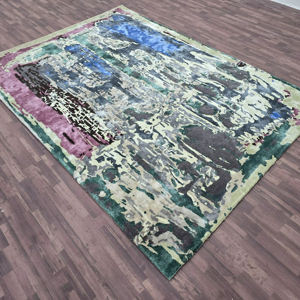 Tapis tufté à la main en laine/soie tapis abstrait texturé moderne pour salon chambre tapis en laine tufté à la main de haute qualité - Product Image 3