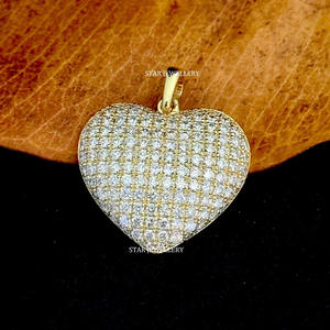 Pendentif cœur de mariée en diamant naturel en or massif 14 carats. - Product Image 3