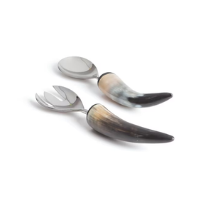 ชุดช้อนส้อมสแตนเลสด้ามจับอะคริลิกและช้อนแต่งงานทำจากฮอร์นธรรมชาติหรูหรามีสไตล์ - Product Image 6