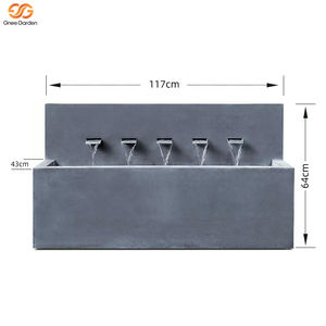 Fontaine d'eau rectangulaire moderne à brancher pour l'extérieur, en aluminium noir, 5 jets, décoration de jardin et de paysage - Product Image 4