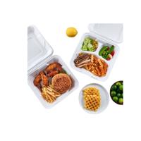 Emballage alimentaire en canne à sucre biodégradable avec logo personnalisé, boîte à salade jetable blanche 9x9 8x8 100% écologique