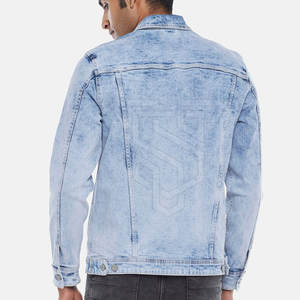 Chaqueta vaquera impermeable y transpirable de algodón/poliéster para hombre, con cuello levantado, estilo callejero, temporada de invierno personalizable - Product Image 3