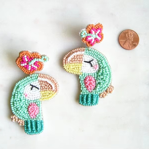 Pendientes Ovalados con Cuentas, Elegantes Pendientes Bohemios con Cuentas de Semillas, Joyería Ligera de Algodón Hecha a Mano, Diseño Creativo y Único - Product Image 1