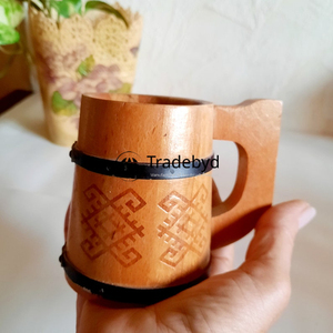 Vintage Style Premium Plastic Drinkware Natural Craft Beverage Holder Inspired by Wooden Mug Elegance Tradebyd Designed - Product Image 2