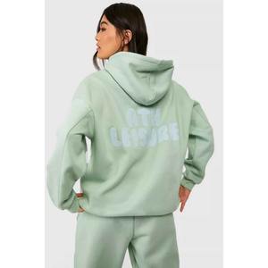 Chándal de lana y algodón de gran tamaño para mujer, conjunto de 2 piezas holgado de talla grande con estampado abullonado personalizado OEM, venta al por mayor para invierno - Product Image 5