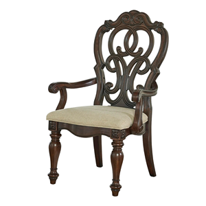 Chaise de salle à manger en bois massif avec accoudoirs et siège en tissu doux, design équilibré pour les salles à manger décontractées et formelles - Product Image 2