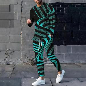 Printemps et automne costume de sport pour hommes sweat à capuche doublé polaire + pantalons de survêtement 2 ensembles étiquette en cuir broderie vêtements pour hommes - Product Image 6