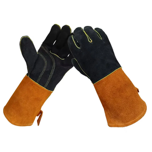 ถุงมือเชื่อมทิคหนังแพะสีดำแบบพรีเมี่ยมทนความร้อนพร้อม Kevlar Liner Molten การป้องกันโลหะดีไซน์ใหม่2026 - Product Image 1