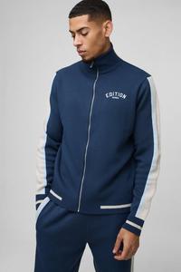 Edición personalizada Contrast Stripe Zip Up Chaqueta de punto Sudaderas con capucha Hombres Algodón Mezclado Último diseño Precio de fábrica Chaquetas de hombre - Product Image 4