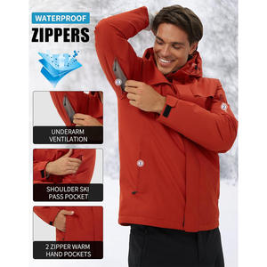 Veste de ski sur mesure OEM Vêtements d'extérieur d'hiver Tissu coupe-vent imperméable Capuche chauffante Fermeture éclair Marque privée Options d'impression de logo - Product Image 2