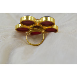 ดอกไม้หินทองเหลืองชุบทองที่มีสไตล์ปรับได้ ดีไซน์เนอร์แหวนทองเหลืองทําด้วยมือสําหรับเด็กหญิงและสตรี - Product Image 4