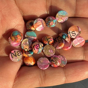 พลอยสีชมพูทองแดงหนามสีเทอร์ควอยส์ทรงกลมขนาด8x8มม. มีให้เลือกทุกขนาดสำหรับทำหินอัญมณีแบบหลวม - Product Image 5