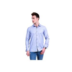 Chemise en coton et soie imprimée avec boutons de manchette et doubles poignets français - Product Image 1