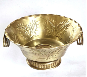 Cuenco de vajilla de latón y aluminio hecho a mano, utensilios de cocina, cuencos para servir comida, artículos para el hogar grabados y en relieve - Product Image 2