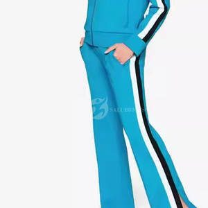 Pantalones de lona 100% algodón para mujer, de cintura media, con cordón, encaje, ajustados, acampanados, ecológicos, estilo urbano, de invierno, con logo personalizado - Product Image 3