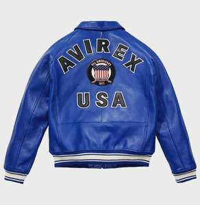 เสื้อแจ็คเก็ตหนัง Avirex หนังพรีเมียม เสื้อคลุมดีไซน์ทันสมัย สวมใส่สบายสำหรับผู้ชาย - Product Image 1