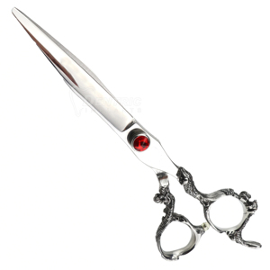 Tijeras de Peluquería Ergonómicas de Acero Inoxidable con Mango Largo para Diestros, Rectas, de Alta Precisión, para Peinar y Cortar el Cabello - Product Image 1