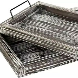 Bandeja de Servir de Madera de Acacia, Ecológica, Duradera, Segura, Estilo Moderno para Bodas Reales, Desayunos, Comida Decorativa - Product Image 1