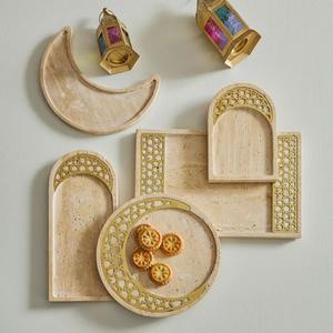 Eid Ramadan Bandeja de madera marrón Boho Ramadan Bandeja de madera para servir Buena elección Platos para decoración de mesa de Vietnam - Product Image 3