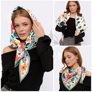 Premium Ethnic <b>Silk</b> <b>Scarf</b> with Floral Pattern Long Length Skin Friendly Material-Minimalist Design Elegant Layers Price - Product Image 1