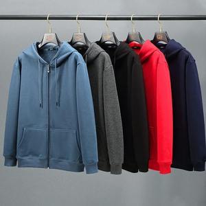 2024 <b>Men's</b> <b>Zip</b> Oversized Hoodie Plus Sized Fleece Long Sleeve <b>Top</b> Male Sweatshirt Zipper Loose Baggy Big Size Plus Plain Dyed - Product Image 2
