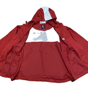Red White Color <b>Vintage</b> Windbreaker Hooded Jacket Full Zip Anorak Windproof <b>Nylon</b> Running Sports Windbreaker Jacket for Men - Product Image 5