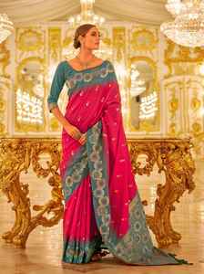 Dernier concepteur Soft Banarasi Silk Floral Printed Border Saree By FabZone - Product Image 5