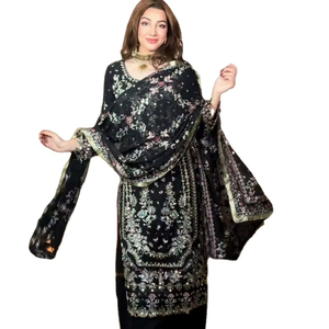 Conjunto SIE Present Pure de Anarkali/Salwar con tela de georgette sintética pesada y gran vuelo, con dupatta y envío gratuito a todo el mundo. - Product Image 1