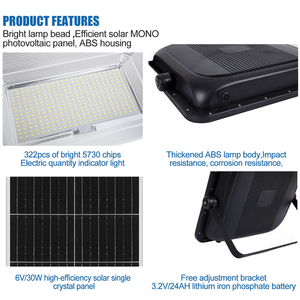 Hiệu quả cao năng lượng mặt trời dẫn ánh sáng lũ 50W-600W hiển thị kỹ thuật số thời gian kiểm soát ánh sáng cảm biến cơ thể nhôm - Product Image 5