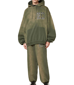 Conjunto de Sudadera con Capucha y Pantalones Deportivos Personalizados con Lavado Ácido 2025, Ropa Urbana Holgada para Hombre, Conjunto de Dos Piezas - Product Image 1