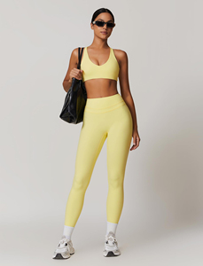 Ensemble de vêtements de sport décontractés pour femmes, ensemble de yoga, bretelles fines, pantalon de fitness taille haute, soutien-gorge de sport anti-choc, motif uni, tenues de sport, 100% - Product Image 4